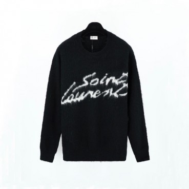 입생로랑 남/녀 크루넥 블랙 니트 - Saint Laurent Unisex Black Knits 