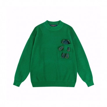 루이비통 남성 그린 크루넥 니트 - Louis vuitton Mens Green Sweaters 