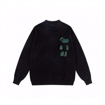 루이비통 남성 블랙 크루넥 니트 - Louis vuitton Mens Black Sweaters 