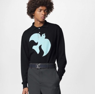 루이비통 남성 블랙 폴로 스웨터 - Louis vuitton Mens Black Sweaters 