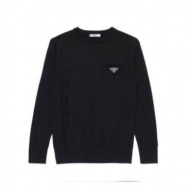 프라다 남성 크루넥 블랙 니트 - Prada Mens Black Knits 