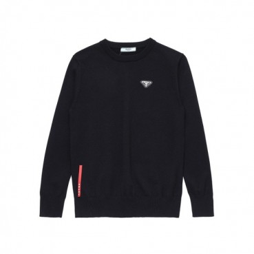 프라다 남성 크루넥 블랙 니트 - Prada Mens Black Knits 