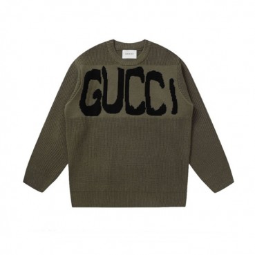 구찌 남성 카키 크루넥 니트 - Gucci Mens Khaki Knits 