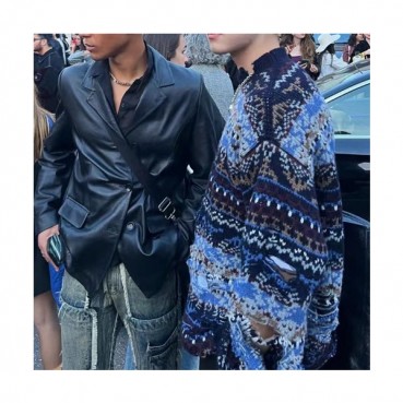 발렌시아가 남성 네이비 크루넥 니트 - Balenciaga Mens Navy Knits 