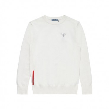 프라다 남성 크루넥 화이트 니트 - Prada Mens White Knits 