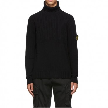 스톤아일랜드 남성 블랙 터틀넥 니트 - Stone Island Mens Black Knits 