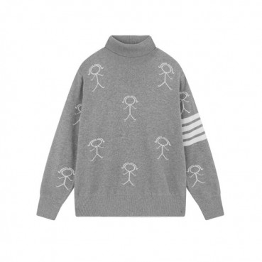 톰브라운 남성 그레이 터틀넥 니트 - Thom Browne Mens Gray Knit 
