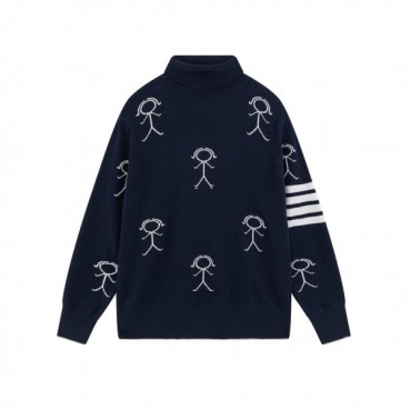 톰브라운 남성 네이비 터틀넥 니트 - Thom Browne Mens Navy Knit 