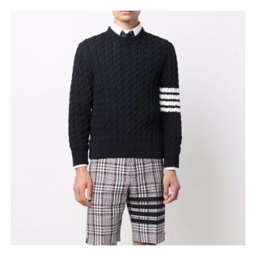 톰브라운 남성 네이비 크루넥 니트 - Thom Browne Mens Navy Knit 