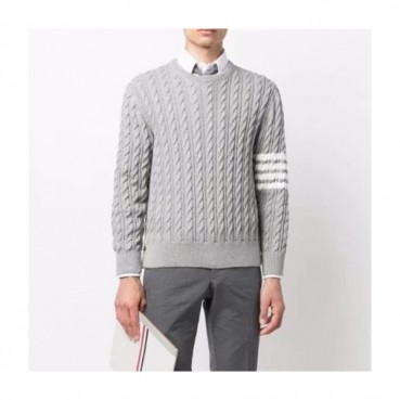 톰브라운 남성 그레이 크루넥 니트 - Thom Browne Mens Gray Knit 