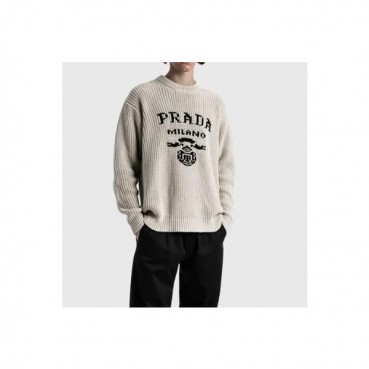 프라다 남성 크루넥 베이지 니트 - Prada Mens Beige Knits 