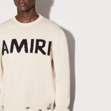 아미리 남성 베이지 크루넥 니트 - Amiri Mens Beige Knitwear 