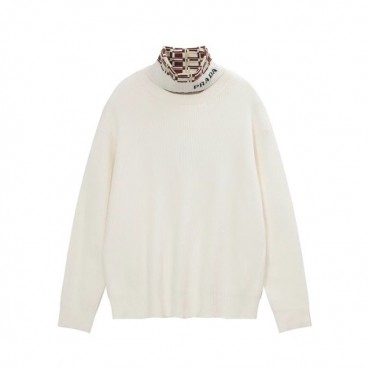 프라다 남성 터틀넥 화이트 니트 - Prada Mens White Knits 