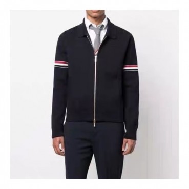 톰브라운 남성 네이비 집업 니트 - Thom Browne Mens Navy Knit 