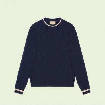구찌 남성 네이비 크루넥 니트 - Gucci Mens Navy Knits 