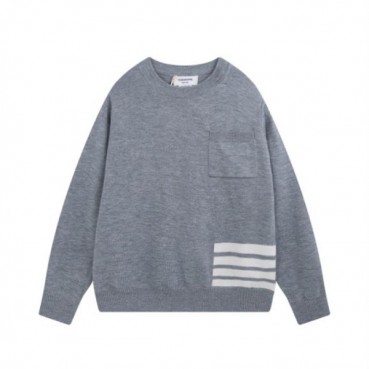 톰브라운 남성 그레이 크루넥 니트 - Thom Browne Mens Gray Knit 