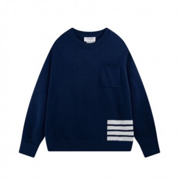 톰브라운 남성 네이비 크루넥 니트 - Thom Browne Mens Navy Knit 