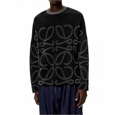 로에베 남성 블랙 크루넥 스웨터 - Loewe Mens Black Sweaters 