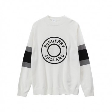 버버리 남성 크루넥 화이트 니트 - Burberry Mens White Knits 