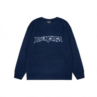 발렌시아가 남성 네이비 크루넥 니트 - Balenciaga Mens Navy Knits 