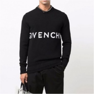 지방시 남성 모던 크루넥 블랙 니트 - Givenchy Mens Black Knits 