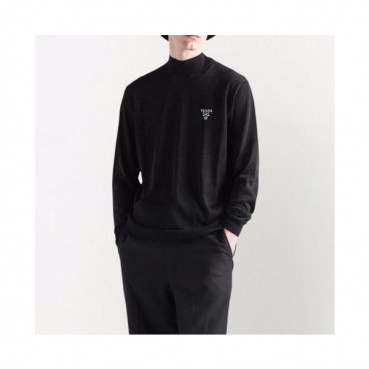 프라다 남성 크루넥 블랙 니트 - Prada Mens Black Knits 