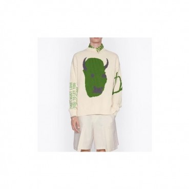디올 남성 크루넥 화이트 스웨터 - Dior Mens White Sweaters 