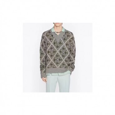디올 남성 크루넥 그레이 스웨터 - Dior Mens Gray Sweaters 
