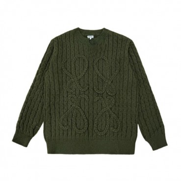 로에베 남성 그린 크루넥 스웨터 - Loewe Mens Green Sweaters 