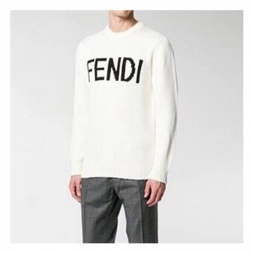 펜디 남성 트렌디 아이보리 니트 - Mens Ivory Sweaters 