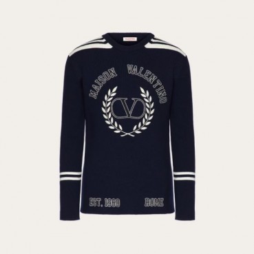 발렌티노 남성 크루넥 네이비 니트 - Mens Navy Knit 