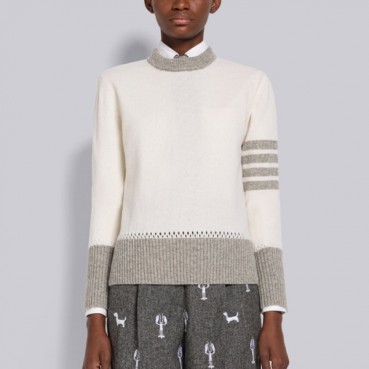톰브라운 여성 크루넥 화이트 니트 - Womens White Knit 