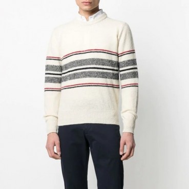 톰브라운 남성 라운드 니트 - Thom Browne Mens Ivory Knit 