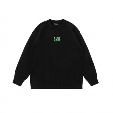 발렌시아가 남성 블랙 크루넥 니트 - Mens Black Knits 
