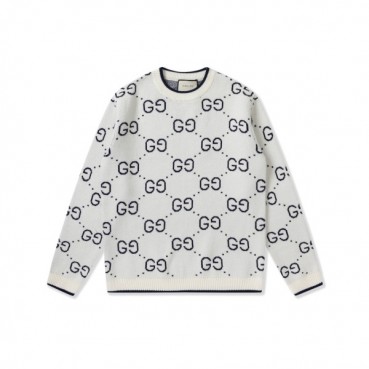 구찌 남성 화이트 크루넥 니트 - Mens White Knits 