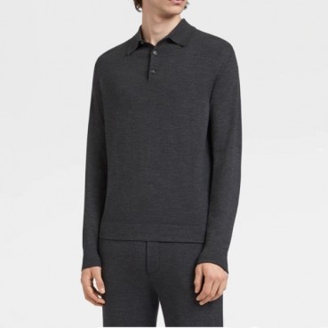 제냐 남성 모던 그레이 폴로 스웨터 - Mens Gray Sweaters 