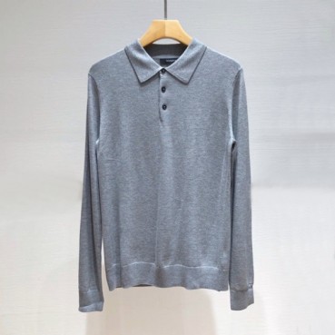 제냐 남성 모던 그레이 폴로 스웨터 - Mens Gray Sweaters 