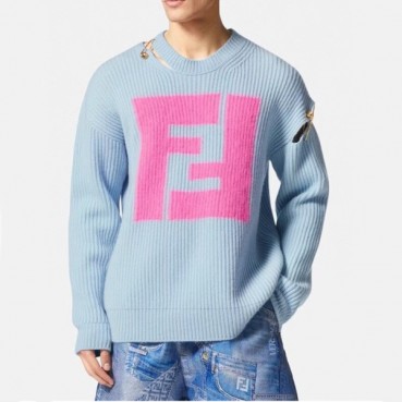 펜디 남/녀 트렌디 블루 니트 - Mens Blue Sweaters 