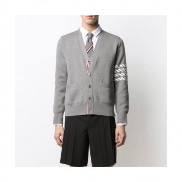 Thom Browne  Unisex Strap Zip-up Sweaters Gray 