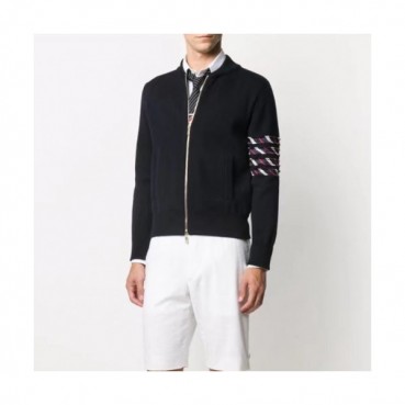 Thom Browne  Unisex Strap Zip-up Sweaters Navy 