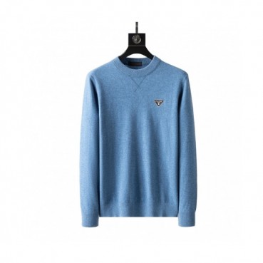 Prada  Mens Crew-neck Sweaters Blue 