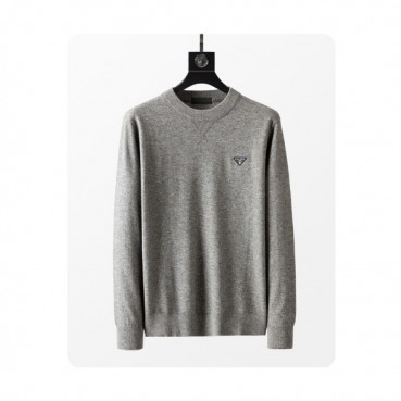 Prada  Mens Crew-neck Sweaters Gray 