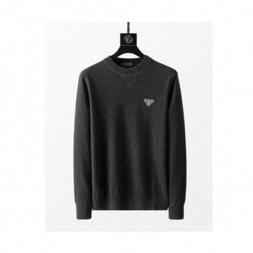 Prada  Mens Crew-neck Sweaters Black 