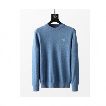 Ami  Mm/Wm Logo Casual Turtle-neck Sweaters Blue 