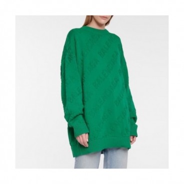 Balenciaga  Mm/Wm Logo Crew-neck Sweaters Green 