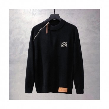 Loewe Mens Logo Crew-neck Sweaters Black 