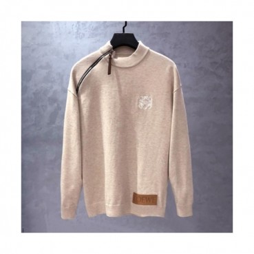 Loewe Mens Logo Crew-neck Sweaters Beige 