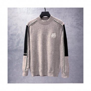 Loewe Mens Logo Crew-neck Sweaters Gray 