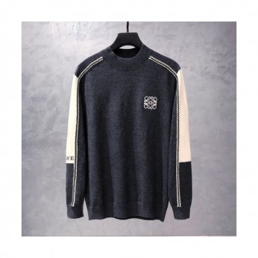 Loewe Mens Logo Crew-neck Sweaters Gray 