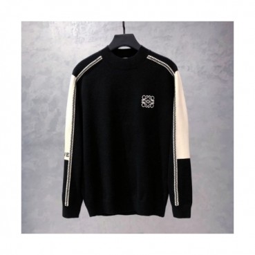 Loewe Mens Logo Crew-neck Sweaters Black 